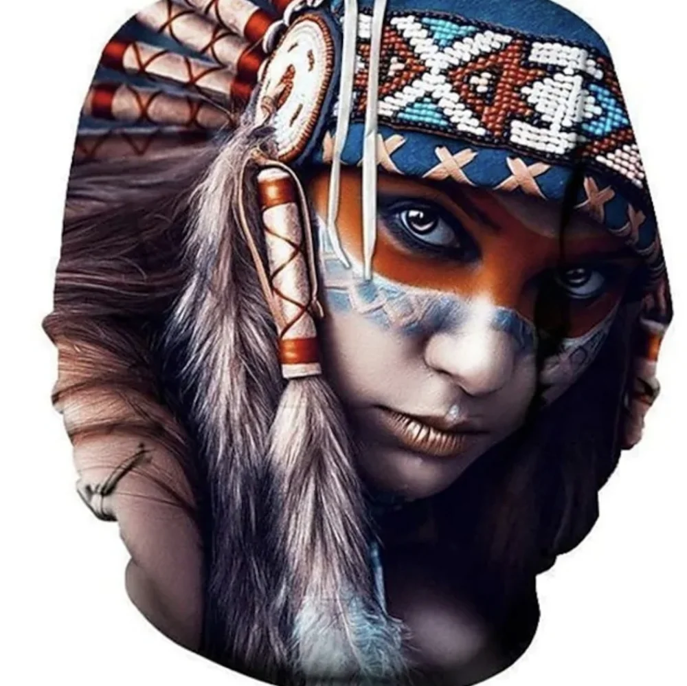 ZOOTOP BEAR Indian girl make up headdress feathers  long sleeve hoodie NWOT XL - Picture 3 of 9